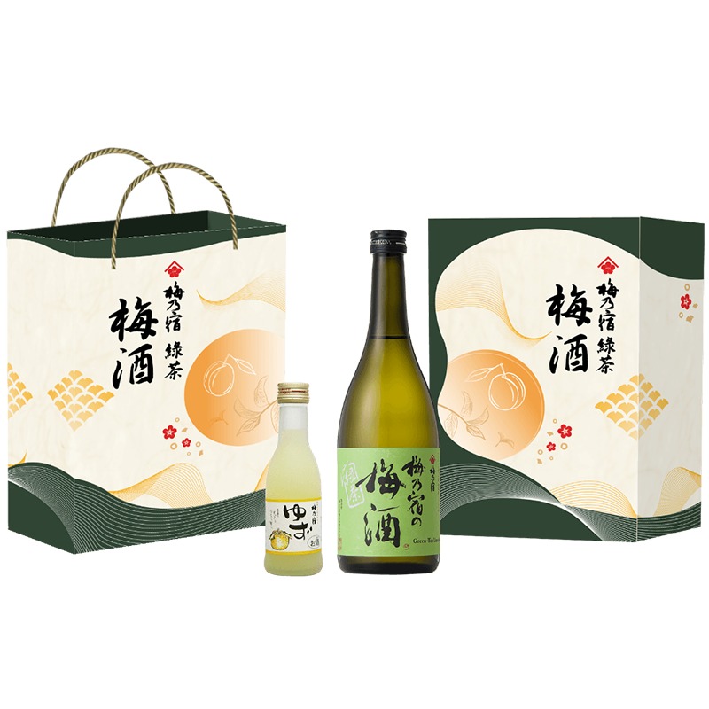 梅乃宿春節禮盒(綠) (綠茶梅酒720ml+柚子酒180ml) - 酒酒酒全台最大的